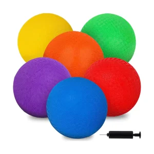 8.5 Inch Inflatable Dodge Ball Colorful Handball Kickball for Kids 6PCS Playground Balls with Air Pump