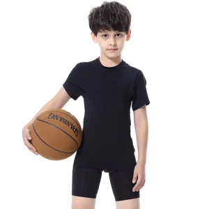 85% Polyester 15% Spandex Blank Compression Shirts Kids Compression Gym Shirt for Basketball Training