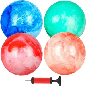 9 Inch Kids Dodgeballs Bouncy Kickballs Rubber Inflatable Air Pump 4 Pack Indoor Outdoor Sport Games