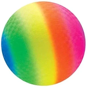 9 Inch Rainbow Inflatable PVC Playground Ball Toy for Kids Unisex Round Plastic Play Ball