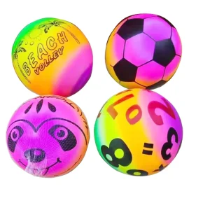 9 Inches Rainbow Ball PVC Toy Ball Whole Printing Bouncing Inflatable Toys