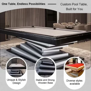 9FT Professional American Pool Table Customized High Quality Slate Wood Cushions PVC Auto Snooker Billiard Tables