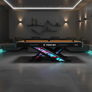 9FT Tournament Grade Pool Table Solid Wood Frame Leather Pocket For Home Commercial Use RGB Included