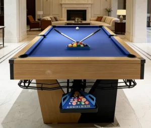 9ft Modern Billiard Table American-style Solid Wood Billiard Table for Nine-ball Home Use with Automatic Ball Return