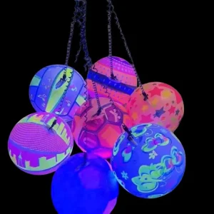 9inch Toy Balls Beach Ball Inflatable Light up Beach Ball with Key Chains Spring Rope Inflatable Toys for Kids