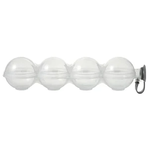 A3091 Eco Friendly Transparent Four Hole Whiskey Ice Ball Mold PP Plastic Ice Maker with Ice Hockey and Ice Cream Functions