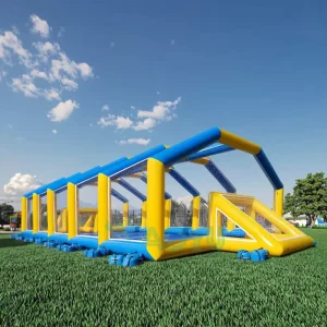 AOYU Outdoor Park Party Game Sports Inflatable Water Soap PVC Football Goal Court Field Soapy Soccer Ball Pool Table Playground