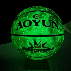 AOYUN Size 3 4 5 6 7 Wear Resistant Fluorescent Glowing Nylon Wound Butyl Bladder Basketball Balls 600 650g High Quality Air