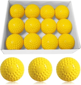 AX-25716A Custom Logo Kids Adult 12 Inch Softball Yellow Hard Solid PU Dimpled Practice Training Baseball for Pitching Machine