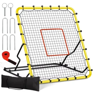Adjustable 3 Angles Baseball and Softball Rebound Net Carry Bag Fielding Trainer with Bounce Back Return