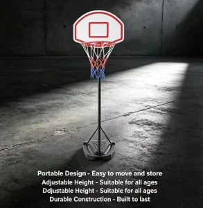 Adjustable Height Foldable Portable Basketball Hoop Stand Backboard Movable Kids Basketball Goal System Fillable Base Indoor