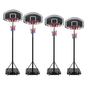 Adjustable Indoor Sports Stand with Tempered Glass Backboard Portable Children’s Basketball Hoop Goal PE Material