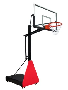 Adjustable height Mobile Basketball Hoop with Tempered Glass Back Panel Suitable for Indoor and Outdoor Use