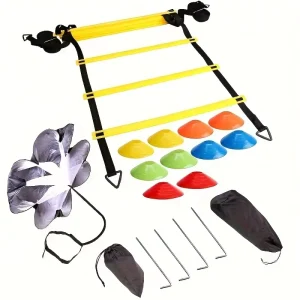 Agility Speed Ladder Set Soccer Training Jump Grid Ladder With Disc Resistance Parachute for Football Practice