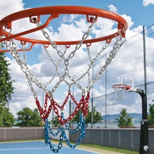 All Metal Outdoor Basketball Hoop Set with Thick Durable Shooting Net Iron Chain PE Backboard Equipment with Rim Type