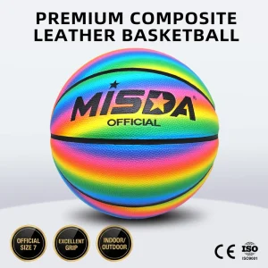Allover ODM OEM Custom Logo Colorful Multicolor Rainbow Official Size 7 Basketball For Indoor & Outdoor Street Supply