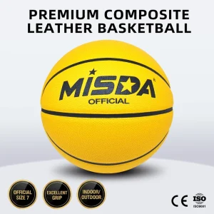 Allover ODM OEM Custom Logo Lemon Yellow Official Size 7 Basketball For Indoor & Outdoor Street Training Bulk Supply