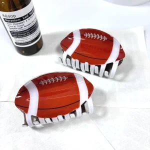 American Football Hair Claw Trendy Sports Inspired Acrylic Hair Clip Secure Grip Women’s Daily Use Hair Accessory