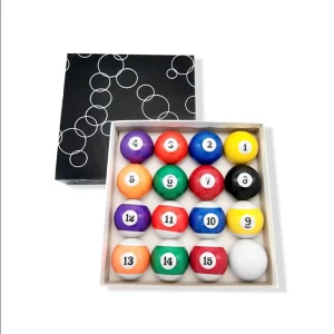 American Style 16-Color Fancy Large Size 57.2mm Resin Pool Balls Customizable Logo Packaged in Box for Snooker