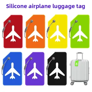 Anti Lost Silicone Luggage Tag Airplane Pattern Travel ID Label With Name Card For Suitcase Check in