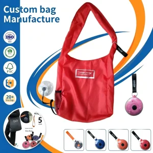 Automatic Spring Retractable Storage Bag Carabiner Clip Travel Pouch Compact Lightweight Handbag