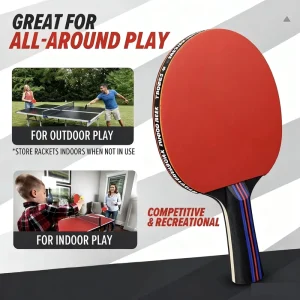 BY-385 Pupil Children Beginner Poplar Wood Ping Pong Racket Set with Pimples in Rubber High Elasticity Easy to Use