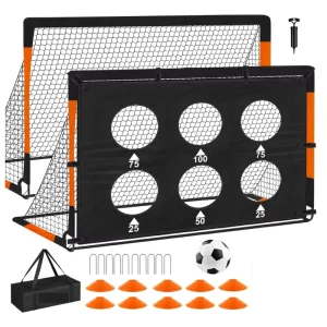 Backyard Pop Up Football Goals Portable Soccer Training Goal All Weather Durable Oxford Fabric Soccer Goal with Target Net