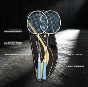 Badminton Racket Pair Set for Adults Amateur Training Lightweight 4U Double Racket 72cm Slightly Soft Durable Strings