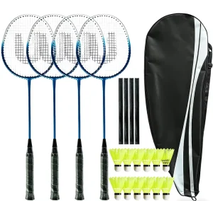 Badminton Set Backyards Including 4 Rackets 12 Birdies 4 Grips 1 Carrying Bag 4-Person Outdoor Game for Adult Family Beginner