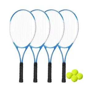 Balanced Lightweight Tennis Racket Set for Adults Beginners 6 Pieces 27″ Overgrip Bag 3 Training Balls Recreational 6 Players