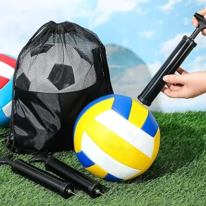 Ball Pumps with Needles Bulk for Sports Mesh Bag Hand Air Pump Drawstring Bags for Soccer Basketball