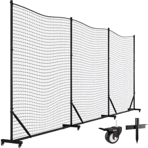 Ball Stop Net System Movable Heavy Duty Backstop Net 2 in 1 Multi Sport Ball Barrier Sports Practice Professional College