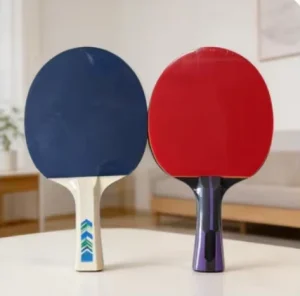 Basic Table Tennis Racket Pair With Red and Blue Rubber for Recreational Training