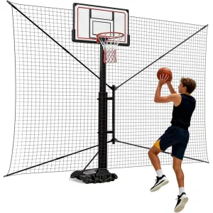 Basketball Rebounder Net Heavy Duty Steel Frame Basketball Return Net Catcher Backstop Nets Basketball Return Yard Guard