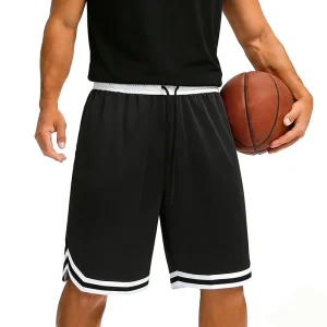 Basketball Shorts Men Casual Sportswear High quality Polyester Sweat Absorbing Black Sports Shorts with Zippered Pockets