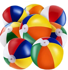 Beach Ball Toys for Kids Dozen Beach Balls for Games Pool Toys Inflatable Toy Rainbow PVC Plastic in Bulk (pack of 12) 16 Inch