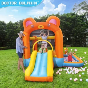 Bear Kids Ball Inflatable Bouncer Mini Jumping Castle Slide Inflatable Bouncy House Easy Setup