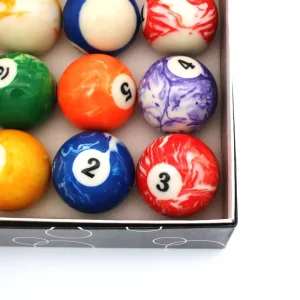Billiard Balls 2-1/4” Marble Design Resin Pool Complete Set Size 57.2mm