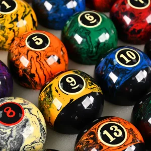 Black Designer Resin Marble Pool Balls Complete Set for Precision Billiards