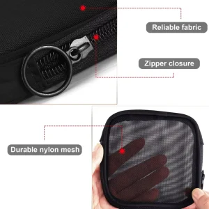 Black Mesh Zipper Pouch Small Transparent Travel Organizer Bag for Cosmetics & Accessories