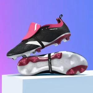 Black White & Pink Low Top Laced Outdoor Long Stud Soccer Cleats