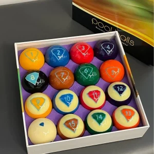 Blue Diamond Seven Color Resin Pool Balls 57mm American Style Complete Set 16 Colorful Pool Accessories
