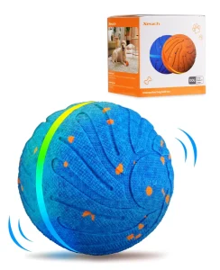 Blue Speckled Squeaky Rubber Dog Ball Toy Textured Bite Resistant Non Toxic Interactive Pet Chew Training Play Ball for Dogs