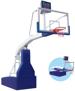 Blue White Flat Box Hydraulic Like Basketball Hoop Outdoor Indoor Adult Standard Basketball Stand