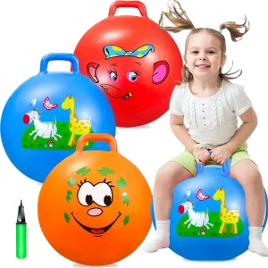 Bouncy Balls with Handle for Kids Ride on Toys Balls Hopper Ball 18 Inch Size with Air Pump for Kids Jumping Sports Ride Games