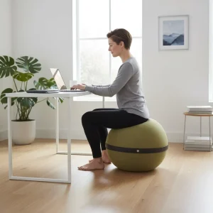 Breathable Linen Yoga Ball for Home Office Gym Anti Burst Exercise Ball for Pilates Fitness Pregnancy Desk Chair Replacement