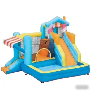 Candy Shop Themed Inflatable Bounce House Kids Jumping Castle Dual Slides 4 in 1 Bouncer Eco Friendly >500kg Capacity 3 5
