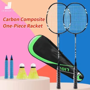 Carbon Fiber Integrated Badminton Racket Set Beginner Friendly Below 20lbs Lightweight High Rigidity