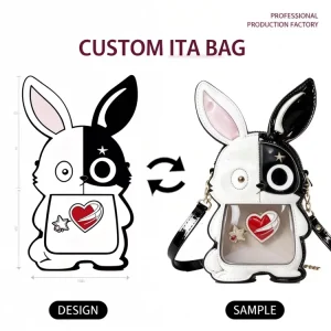 Cartoon Clear Window Cute Animal Rabbit Ita Bag Manufacturer China Vintage Luxury Brand Handbags for Ladies