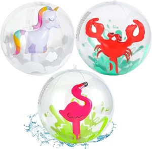 Cartoon Water 3D Beach Ball for Kids PVC & Plastic Inflatable Unicorn & Flamingo Thickening Ball
